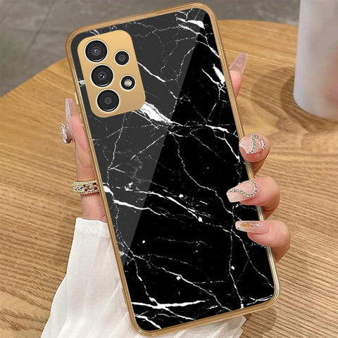 Samsung Galaxy A53 5G - Black Marble Series - HQ Premium Shine Durable Golden Electroplate Case