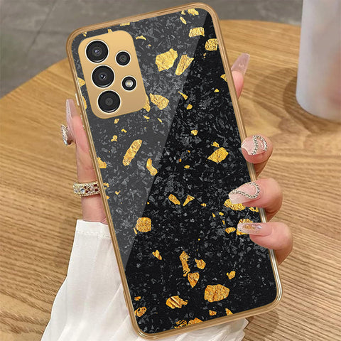 Samsung Galaxy A13 - Black Marble Series - HQ Premium Shine Durable Golden Electroplate Case