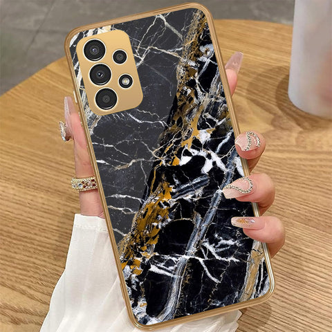 Samsung Galaxy A23 - Black Marble Series - HQ Premium Shine Durable Golden Electroplate Case