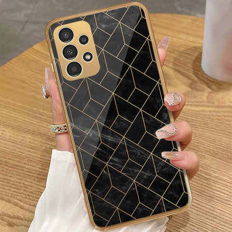 Samsung Galaxy A23 - Black Marble Series - HQ Premium Shine Durable Golden Electroplate Case