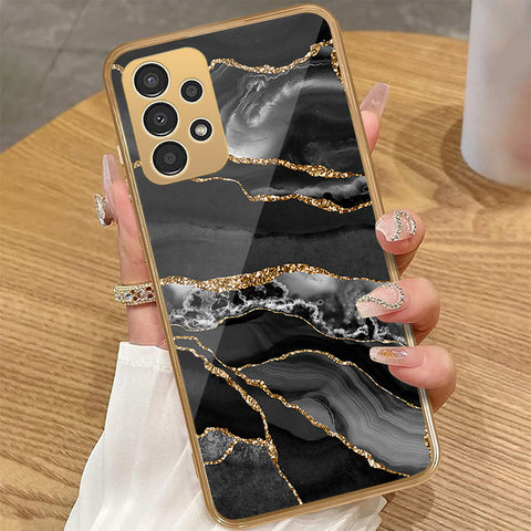 Samsung Galaxy A53 5G - Black Marble Series - HQ Premium Shine Durable Golden Electroplate Case
