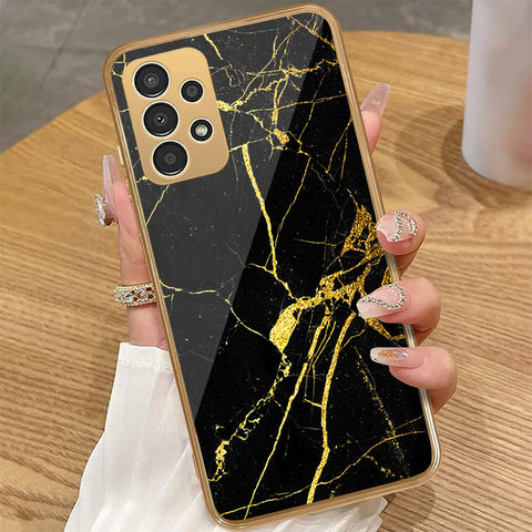 Samsung Galaxy A23 5G - Black Marble Series - HQ Premium Shine Durable Golden Electroplate Case