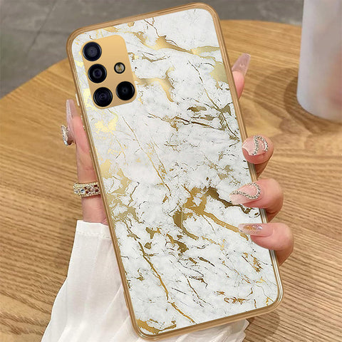 Samsung Galaxy A51 - White Marble Series - HQ Premium Shine Durable Golden Electroplate Case