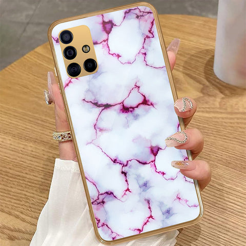 Samsung Galaxy A71 - White Marble Series - HQ Premium Shine Durable Golden Electroplate Case