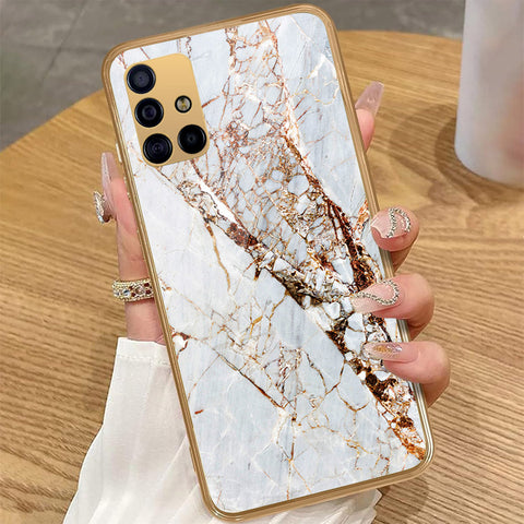 Samsung Galaxy A51 - White Marble Series - HQ Premium Shine Durable Golden Electroplate Case