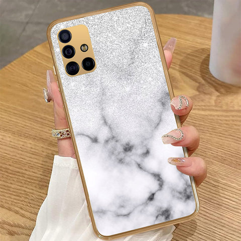 Samsung Galaxy A51 - White Marble Series - HQ Premium Shine Durable Golden Electroplate Case
