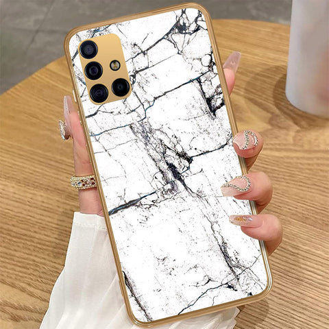 Samsung Galaxy A51 - White Marble Series 2 - HQ Premium Shine Durable Golden Electroplate Case