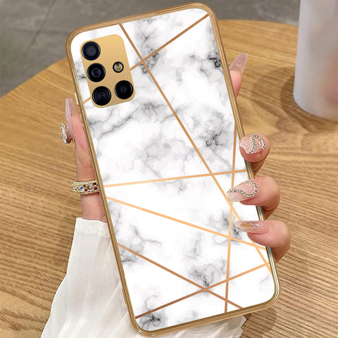Samsung Galaxy A71 - White Marble Series 2 - HQ Premium Shine Durable Golden Electroplate Case