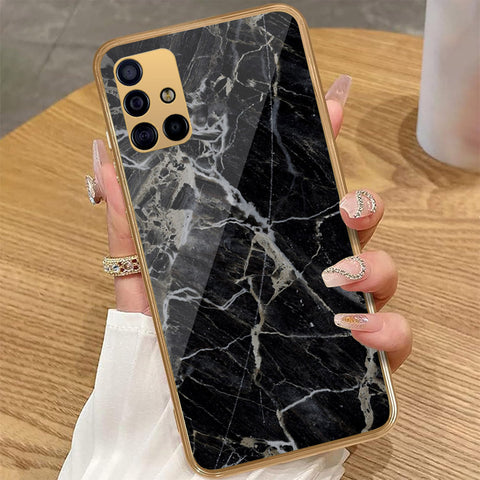 Samsung Galaxy A51 - Black Marble Series - HQ Premium Shine Durable Golden Electroplate Case