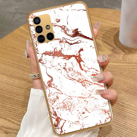 Samsung Galaxy A71 - White Marble Series 2 - HQ Premium Shine Durable Golden Electroplate Case (Fast Delivery)(A)