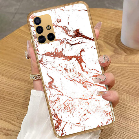 Samsung Galaxy A71 - White Marble Series 2 - HQ Premium Shine Durable Golden Electroplate Case