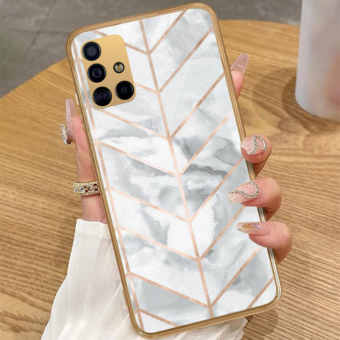 Samsung Galaxy A51 - White Marble Series 2 - HQ Premium Shine Durable Golden Electroplate Case