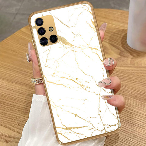 Samsung Galaxy A51 - White Marble Series 2 - HQ Premium Shine Durable Golden Electroplate Case