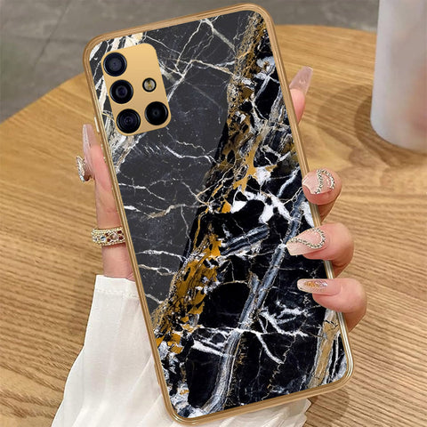 Samsung Galaxy A71 - Black Marble Series - HQ Premium Shine Durable Golden Electroplate Case