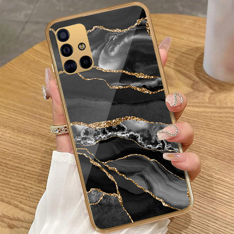 Samsung Galaxy A51 - Black Marble Series - HQ Premium Shine Durable Golden Electroplate Case