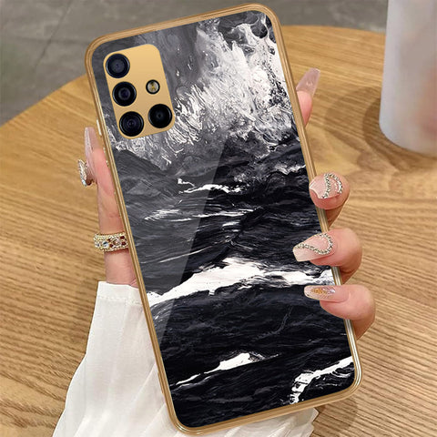 Samsung Galaxy A51 - Black Marble Series - HQ Premium Shine Durable Golden Electroplate Case