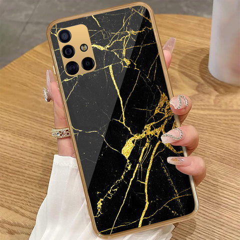Samsung Galaxy A71 - Black Marble Series - HQ Premium Shine Durable Golden Electroplate Case