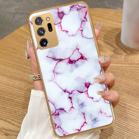 Samsung Galaxy Note 20 Ultra - White Marble Series - HQ Premium Shine Durable Golden Electroplate Case