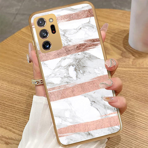 Samsung Galaxy Note 20 Ultra - White Marble Series - HQ Premium Shine Durable Golden Electroplate Case