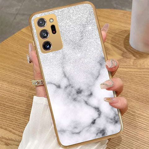 Samsung Galaxy Note 20 Ultra - White Marble Series - HQ Premium Shine Durable Golden Electroplate Case