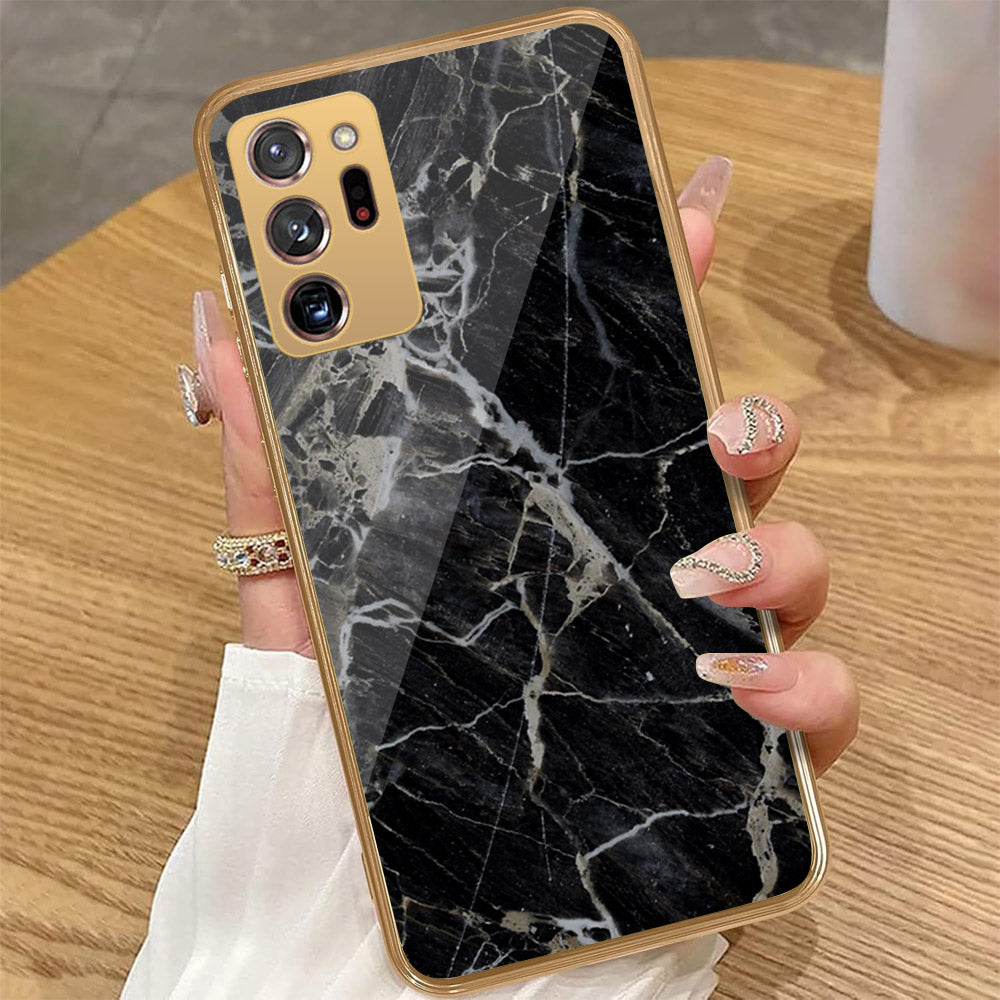 Samsung Galaxy Note 20 Ultra - Black Marble Series - HQ Premium Shine Durable Golden Electroplate Case