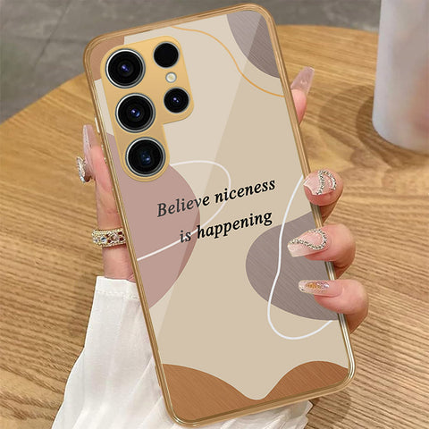 Samsung Galaxy S23 Ultra 5G - Happy Series - HQ Premium Shine Durable Golden Electroplate Case