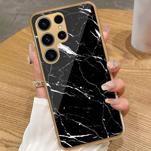 Samsung Galaxy S23 Ultra 5G - Black Marble Series - HQ Premium Shine Durable Golden Electroplate Case