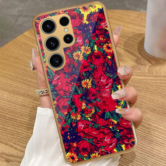 Samsung Galaxy S23 Ultra 5G - Floral Series - HQ Premium Shine Durable Golden Electroplate Case