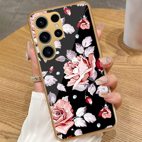 Samsung Galaxy S22 Ultra 5G - Floral Series - HQ Premium Shine Durable Golden Electroplate Case