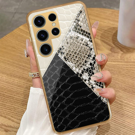 Samsung Galaxy S22 Ultra 5G - Printed Skins Series - HQ Premium Shine Durable Golden Electroplate Case