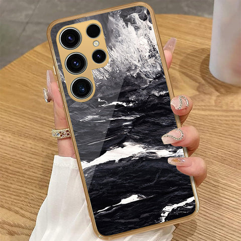 Samsung Galaxy S23 Ultra 5G - Black Marble Series - HQ Premium Shine Durable Golden Electroplate Case