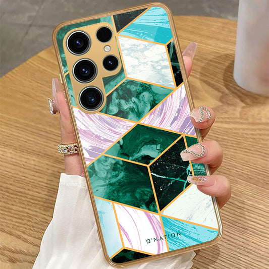 Samsung Galaxy S22 Ultra 5G - O'Nation Shades of Marble Series - HQ Premium Shine Durable Golden Electroplate Case