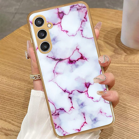 Samsung Galaxy A16 5G - White Marble Series - HQ Premium Shine Durable Golden Electroplate Case