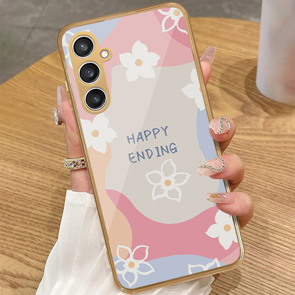 Samsung Galaxy A55 - Happy Series - HQ Premium Shine Durable Golden Electroplate Case