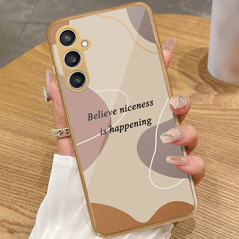 Samsung Galaxy A35 - Happy Series - HQ Premium Shine Durable Golden Electroplate Case