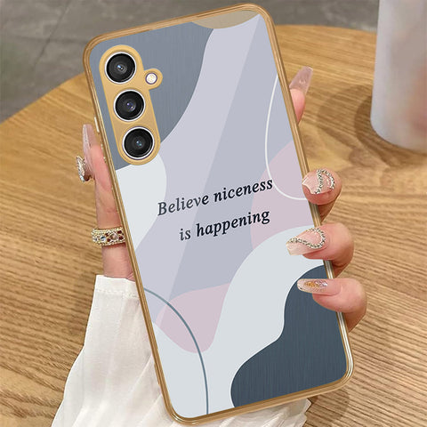 Samsung Galaxy A35 - Happy Series - HQ Premium Shine Durable Golden Electroplate Case