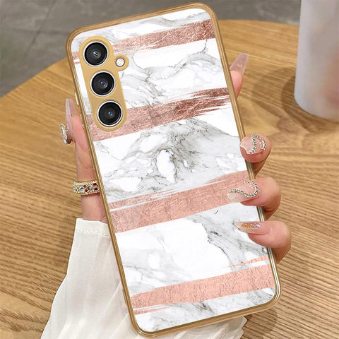 Samsung Galaxy A15 5G - White Marble Series - HQ Premium Shine Durable Golden Electroplate Case