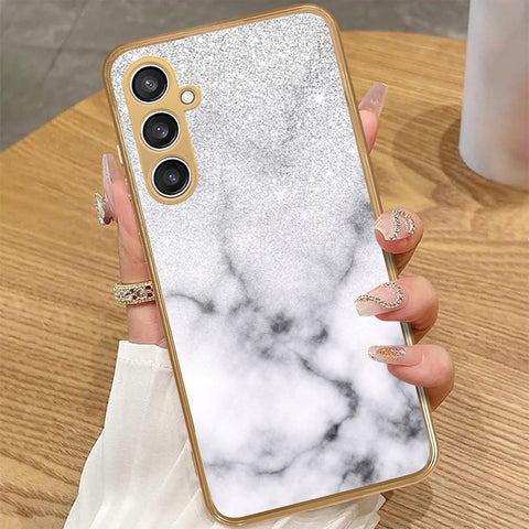 Samsung Galaxy A55 - White Marble Series - HQ Premium Shine Durable Golden Electroplate Case