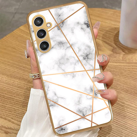 Samsung Galaxy A35 5G - White Marble Series 2 - HQ Premium Shine Durable Golden Electroplate Case
