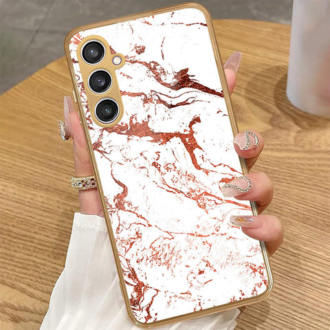 Samsung Galaxy A55 - White Marble Series 2 - HQ Premium Shine Durable Golden Electroplate Case