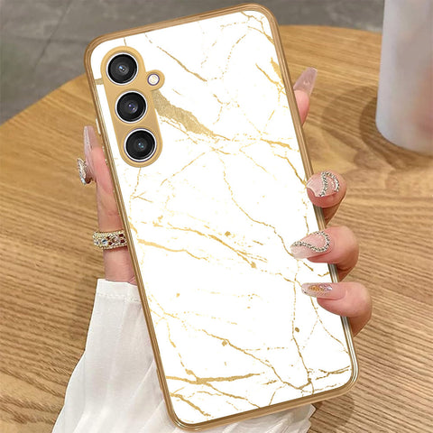 Samsung Galaxy A55 - White Marble Series 2 - HQ Premium Shine Durable Golden Electroplate Case