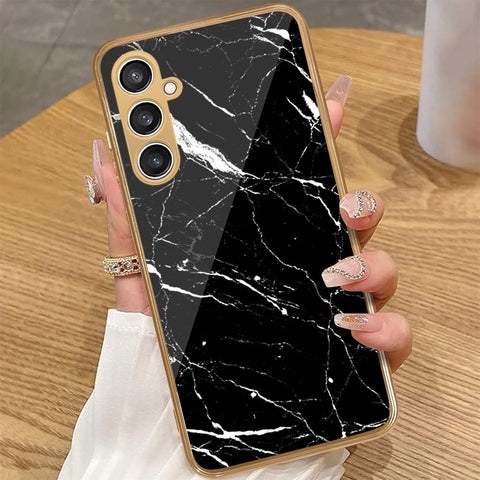 Samsung Galaxy A15 4G - Black Marble Series - HQ Premium Shine Durable Golden Electroplate Case
