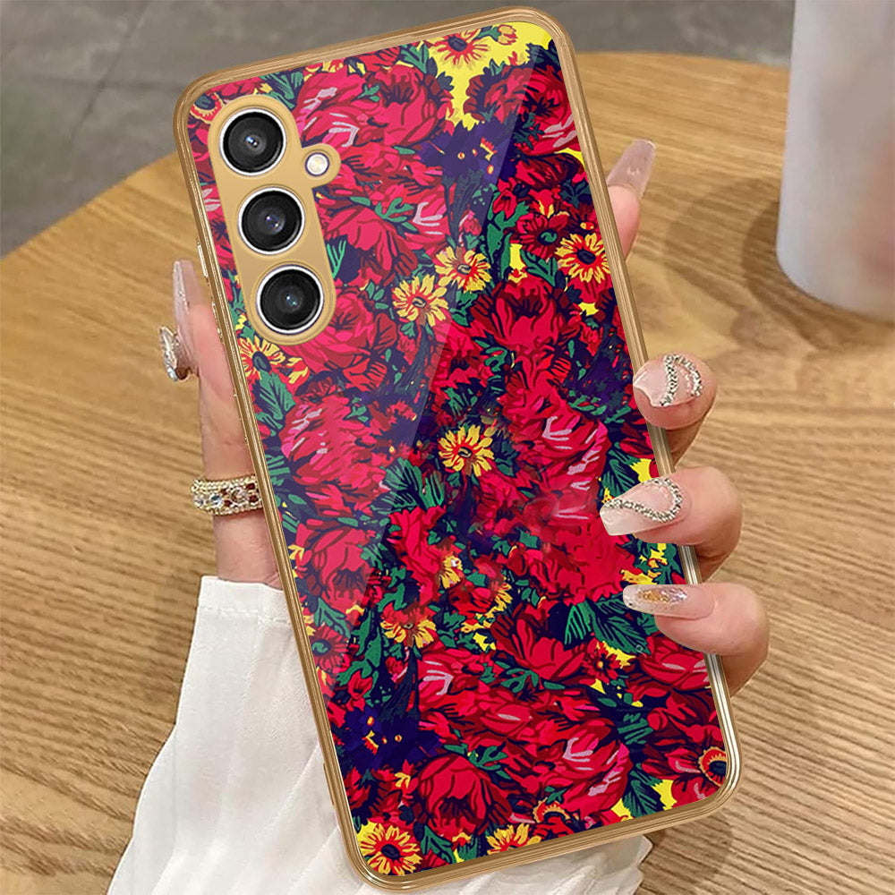 Samsung Galaxy A15 5G - Floral Series - HQ Premium Shine Durable Golden Electroplate Case