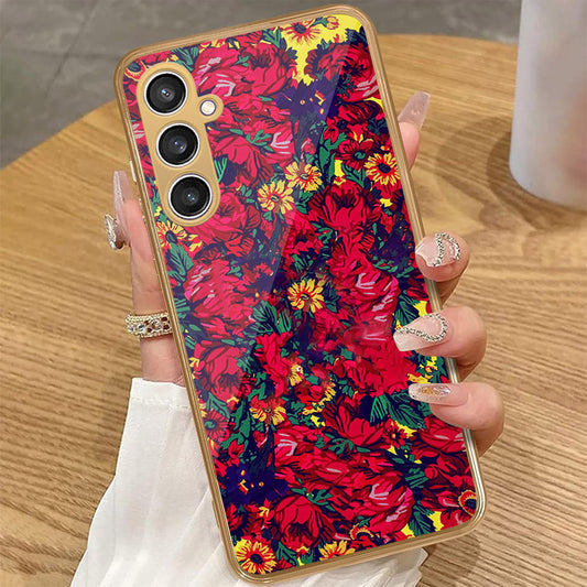 Samsung Galaxy A15 5G - Floral Series - HQ Premium Shine Durable Golden Electroplate Case