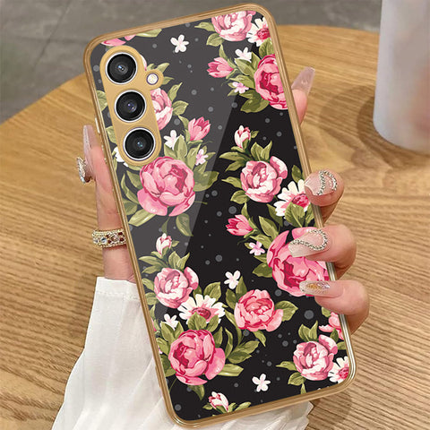 Samsung Galaxy A35 - Floral Series - HQ Premium Shine Durable Golden Electroplate Case