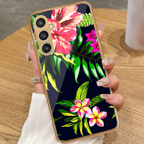 Samsung Galaxy A35 - Floral Series - HQ Premium Shine Durable Golden Electroplate Case