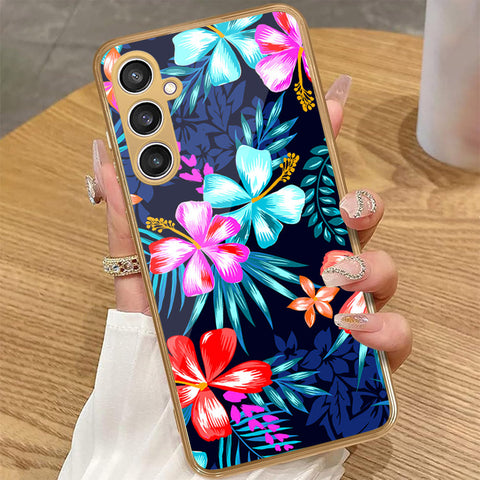 Samsung Galaxy A55 - Floral Series - HQ Premium Shine Durable Golden Electroplate Case
