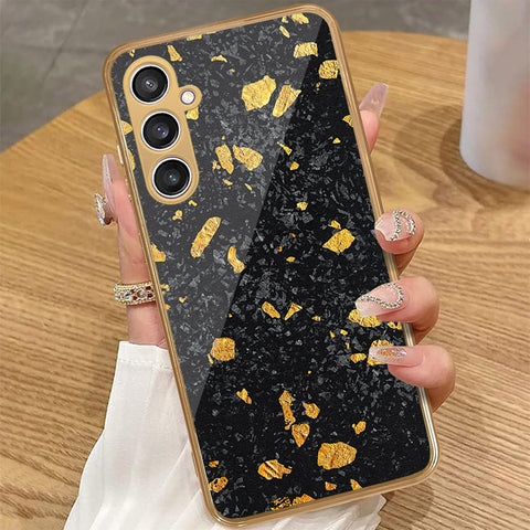 Samsung Galaxy A55 - Black Marble Series - HQ Premium Shine Durable Golden Electroplate Case