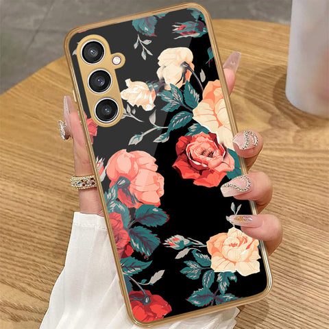 Samsung Galaxy A35 - Floral Series 2 - HQ Premium Shine Durable Golden Electroplate Case