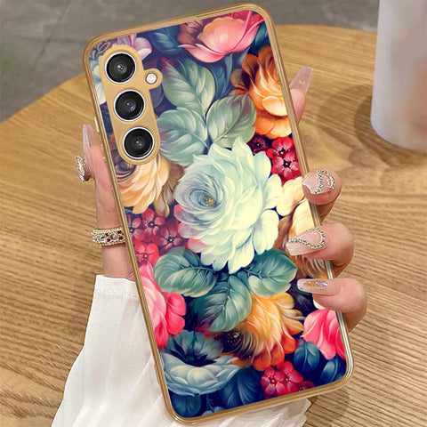 Samsung Galaxy A35 5G - Floral Series 2 - HQ Premium Shine Durable Golden Electroplate Case